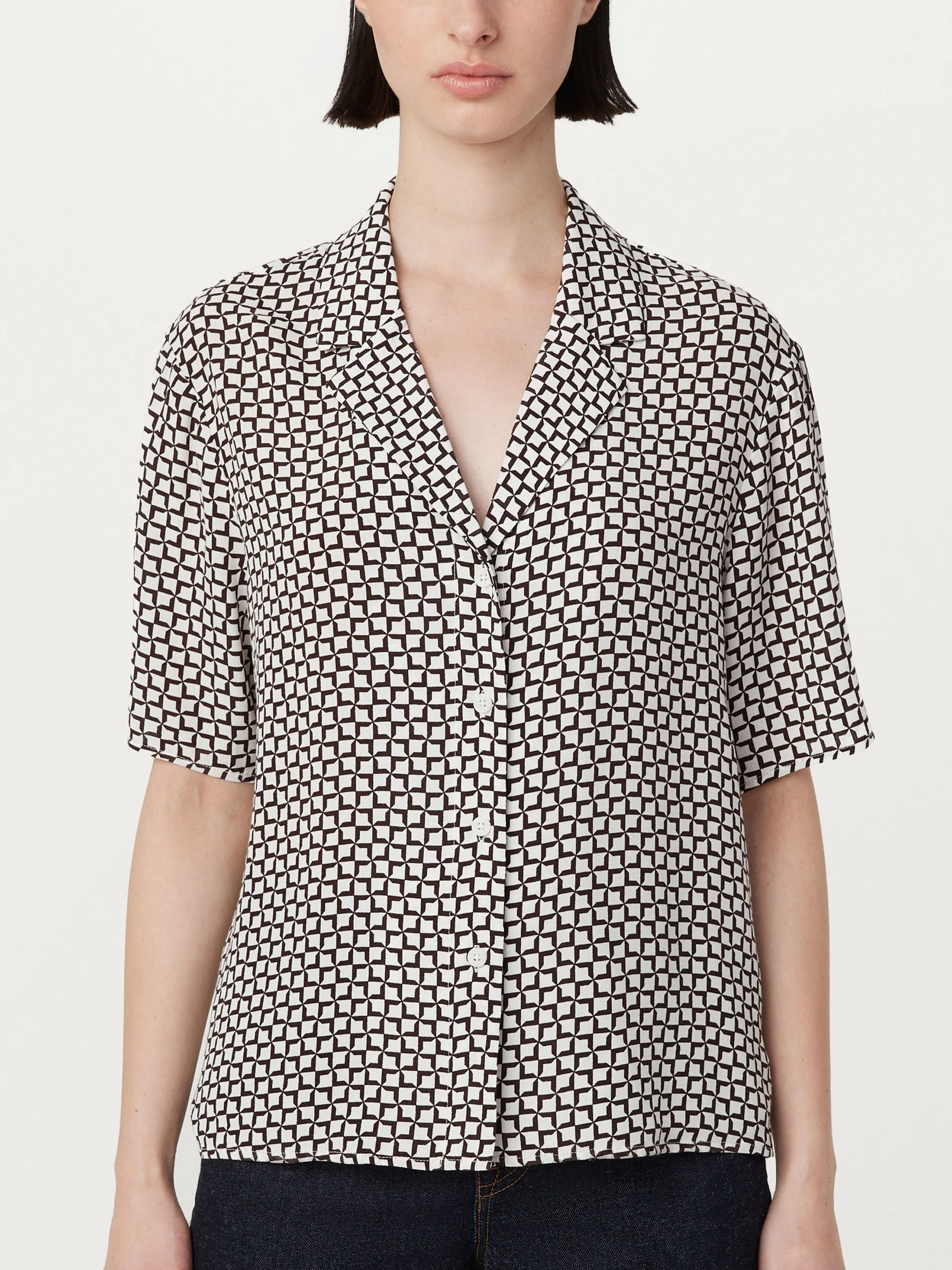 The Fluid Camp Collar Blouse in White