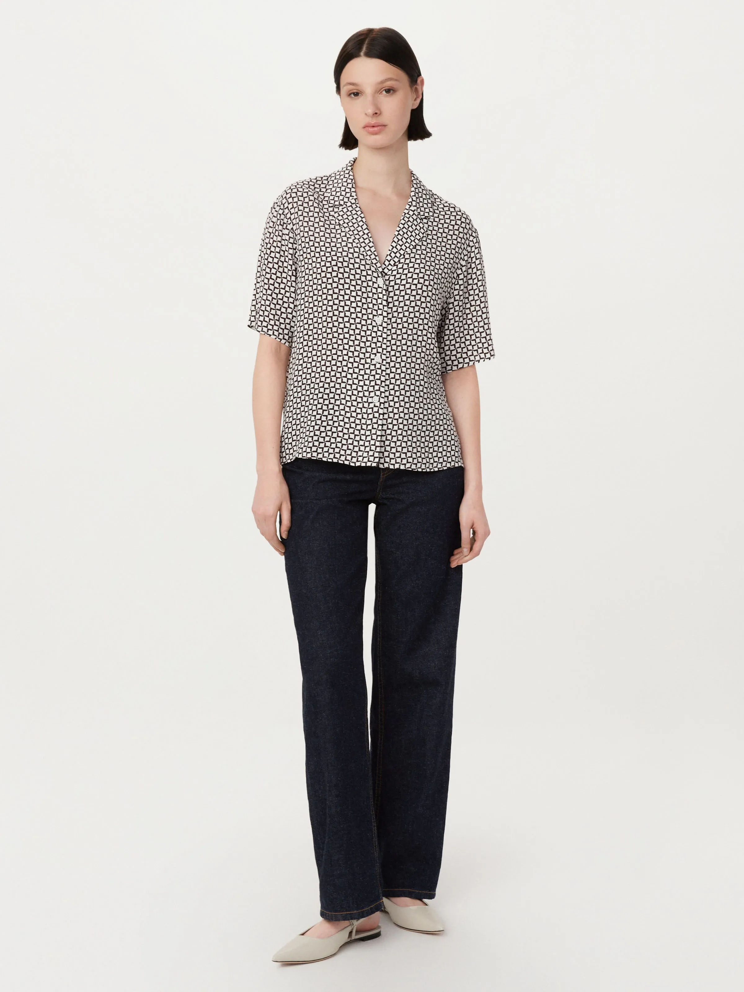 The Fluid Camp Collar Blouse in White