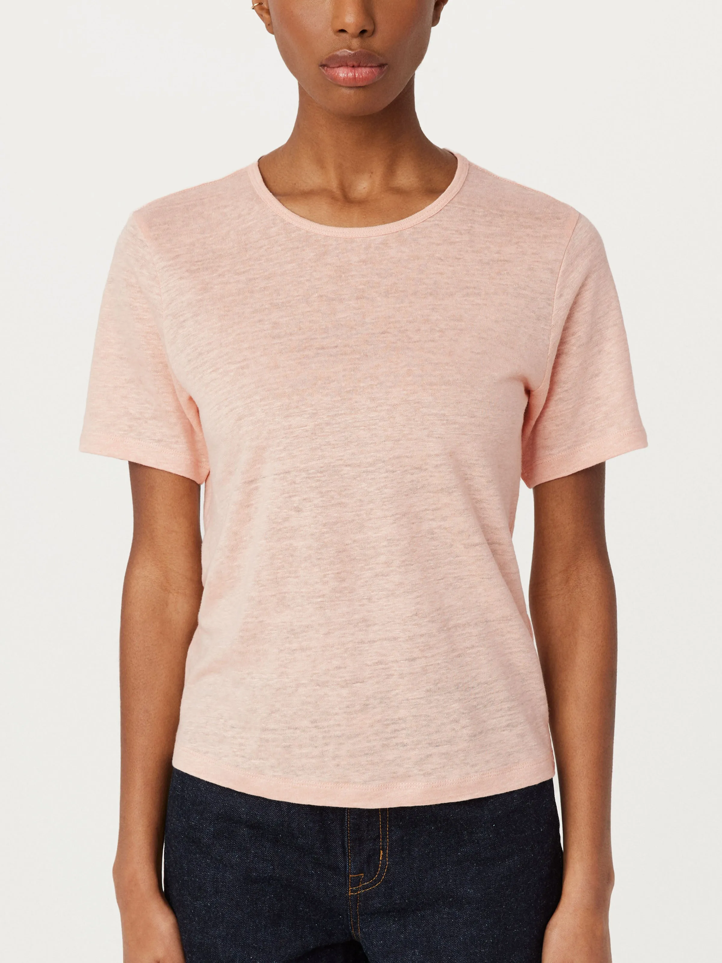 The Fluid Linen T-Shirt in Light Pink