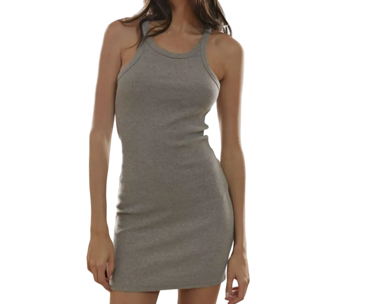 URBAN OUTFITTER GREY RIBBED MINI DRESS UK L