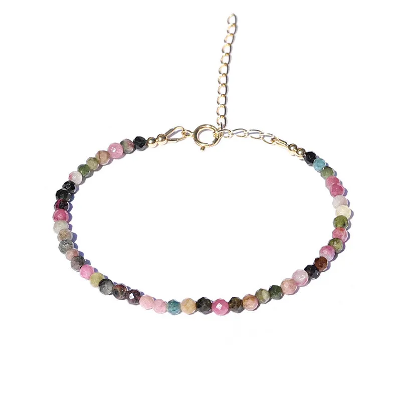 Watermelon Tourmaline Delicate Bracelet